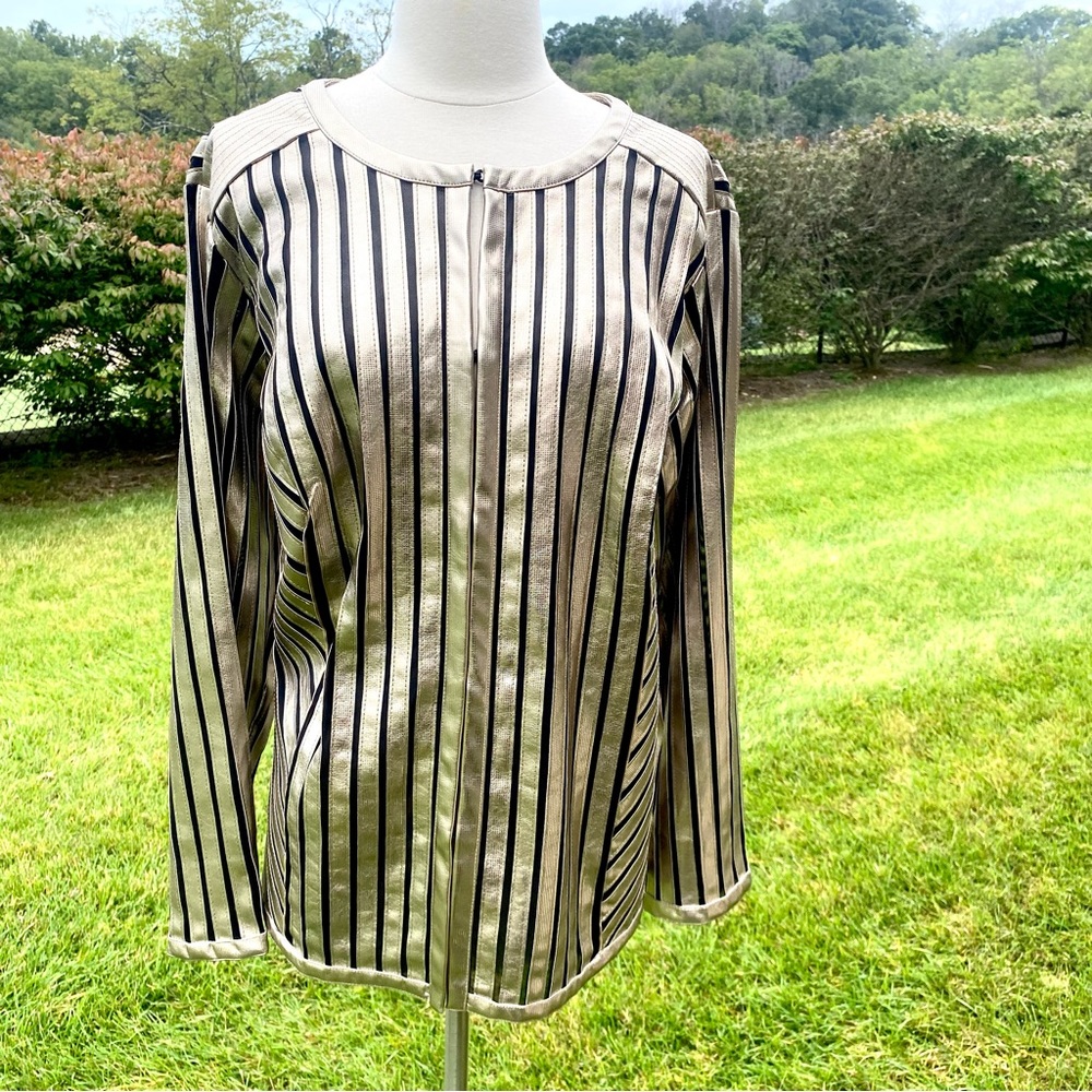 JM Collection Gold & Black Vegan Leather Plus Size Jacket